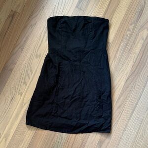 Fit & Flare Strapless Linen Blend Mini Dress